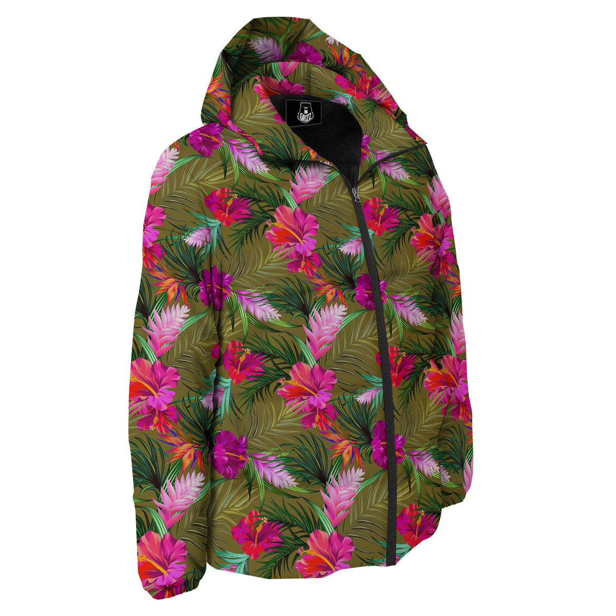 Alstroemeria Purple Pattern Down Jacket-grizzshop