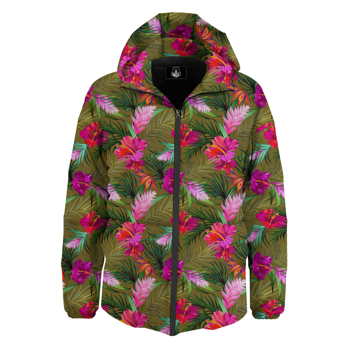 Alstroemeria Purple Pattern Down Jacket-grizzshop
