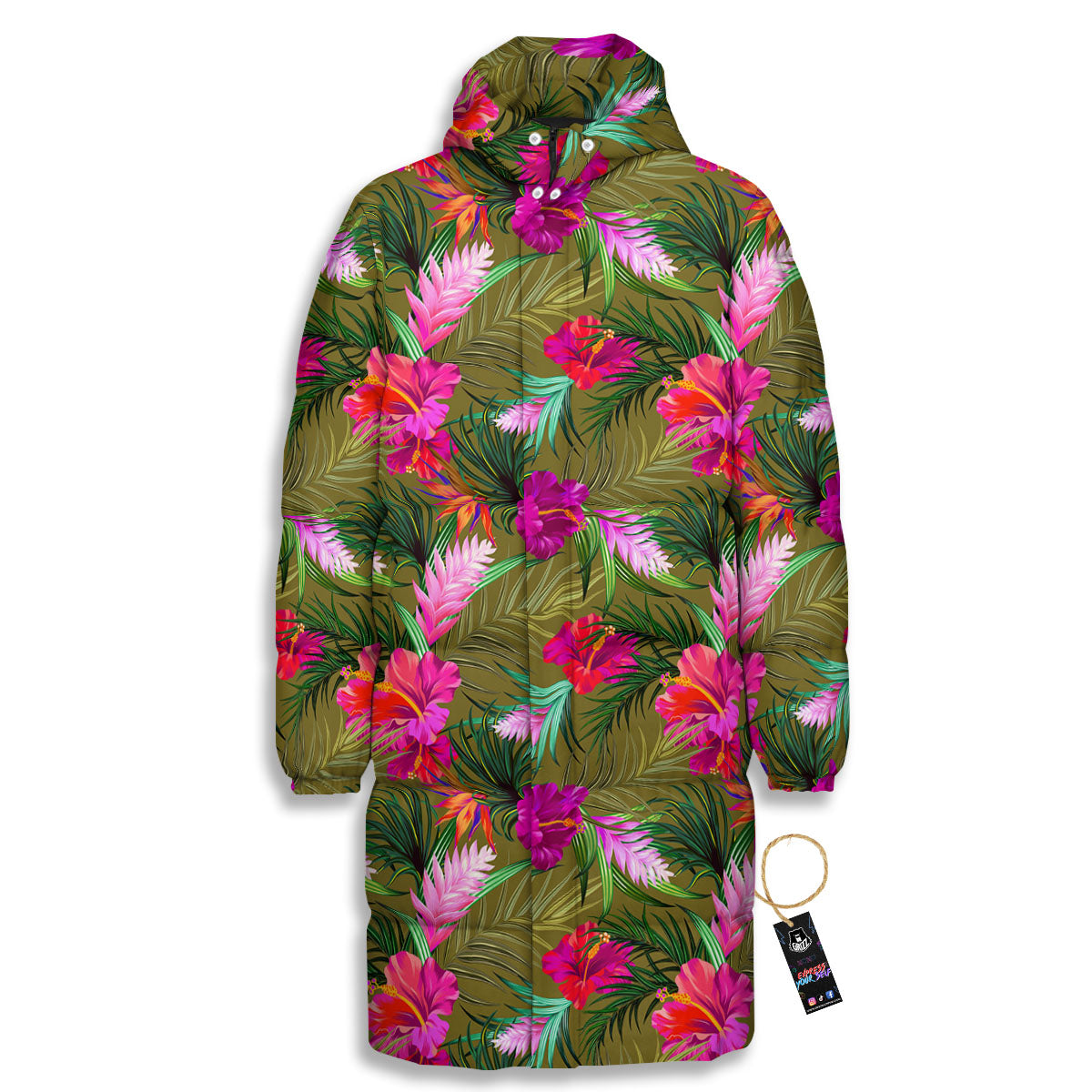 Alstroemeria Purple Pattern Long Down Jacket-grizzshop