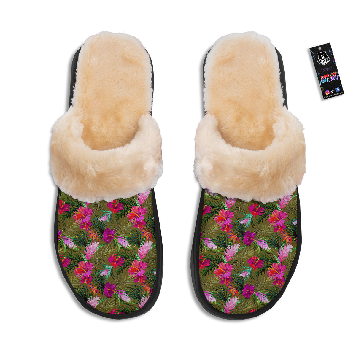 Alstroemeria Purple Pattern Slippers-grizzshop