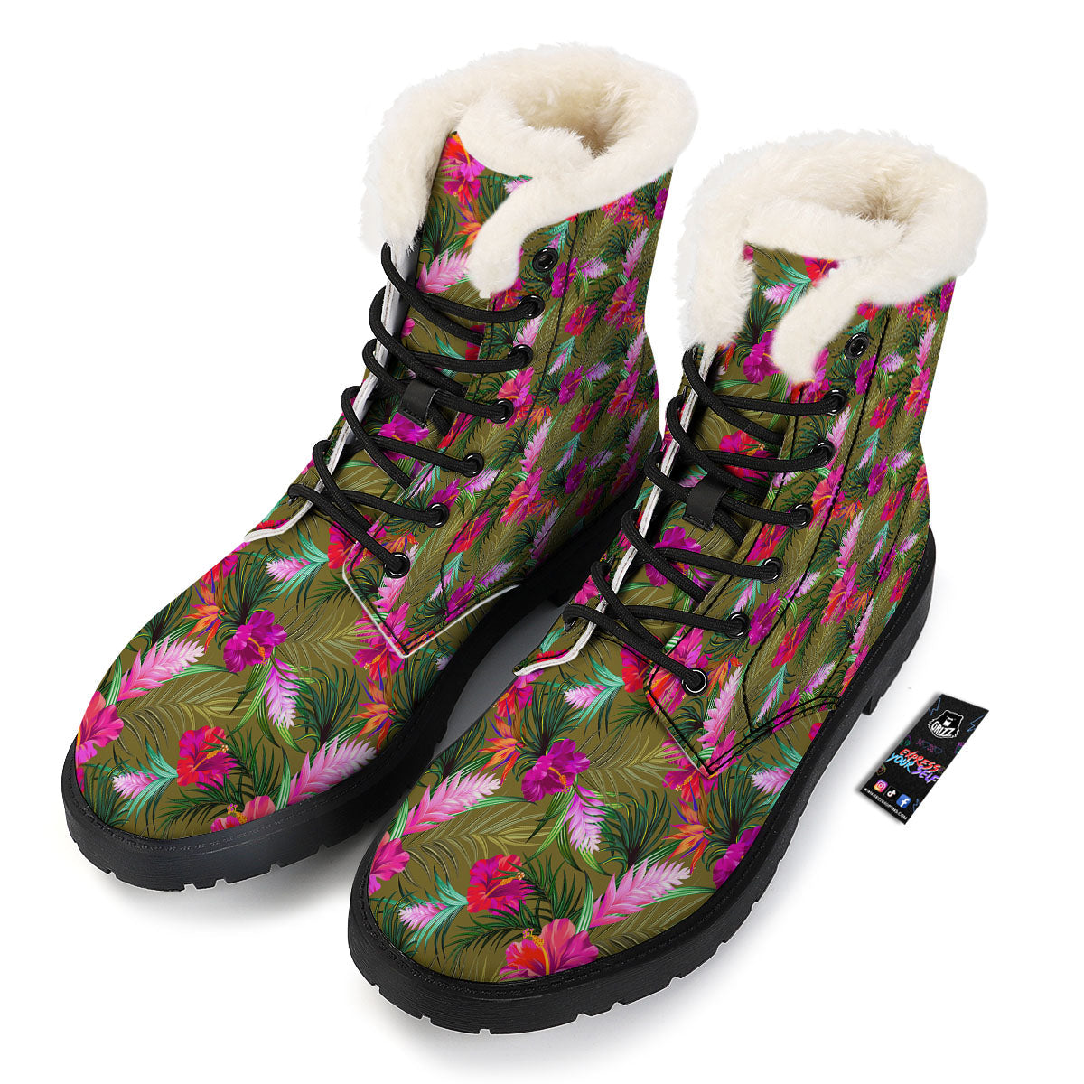 Alstroemeria Purple Pattern Winter Boots-grizzshop