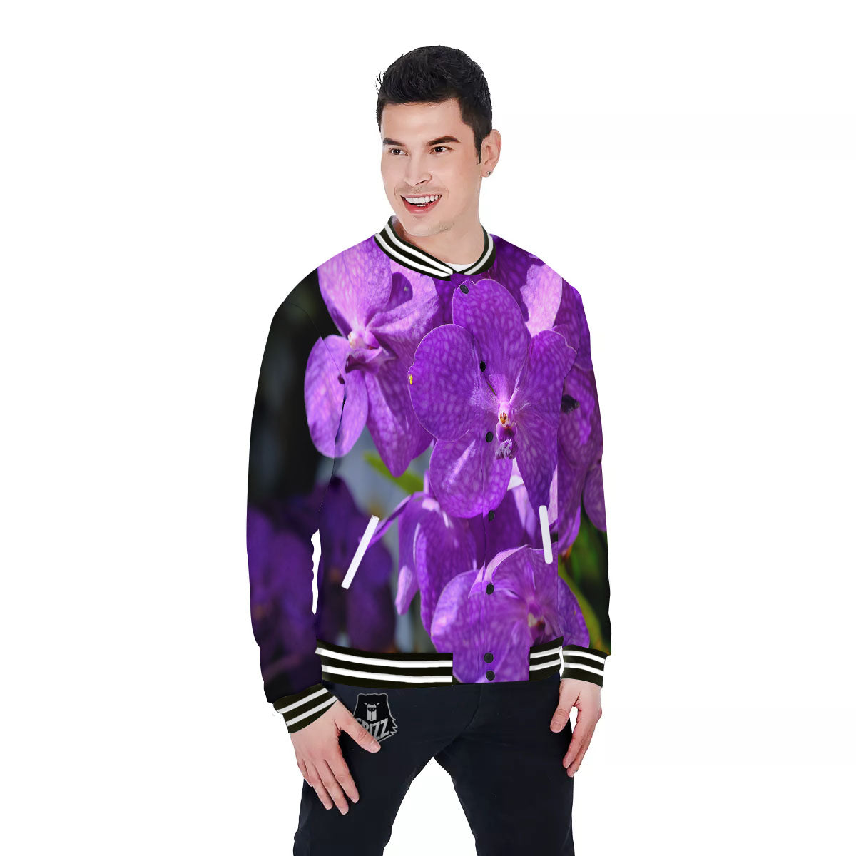 Alstroemeria Purple Print Baseball Jacket-grizzshop