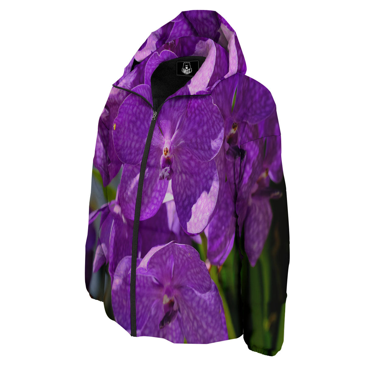 Alstroemeria Purple Print Down Jacket-grizzshop