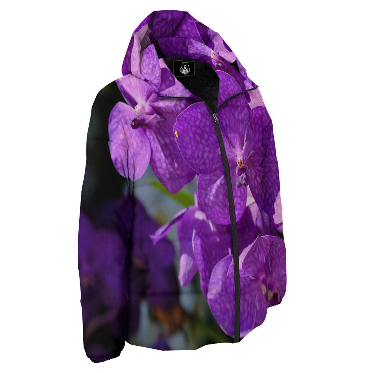 Alstroemeria Purple Print Down Jacket-grizzshop