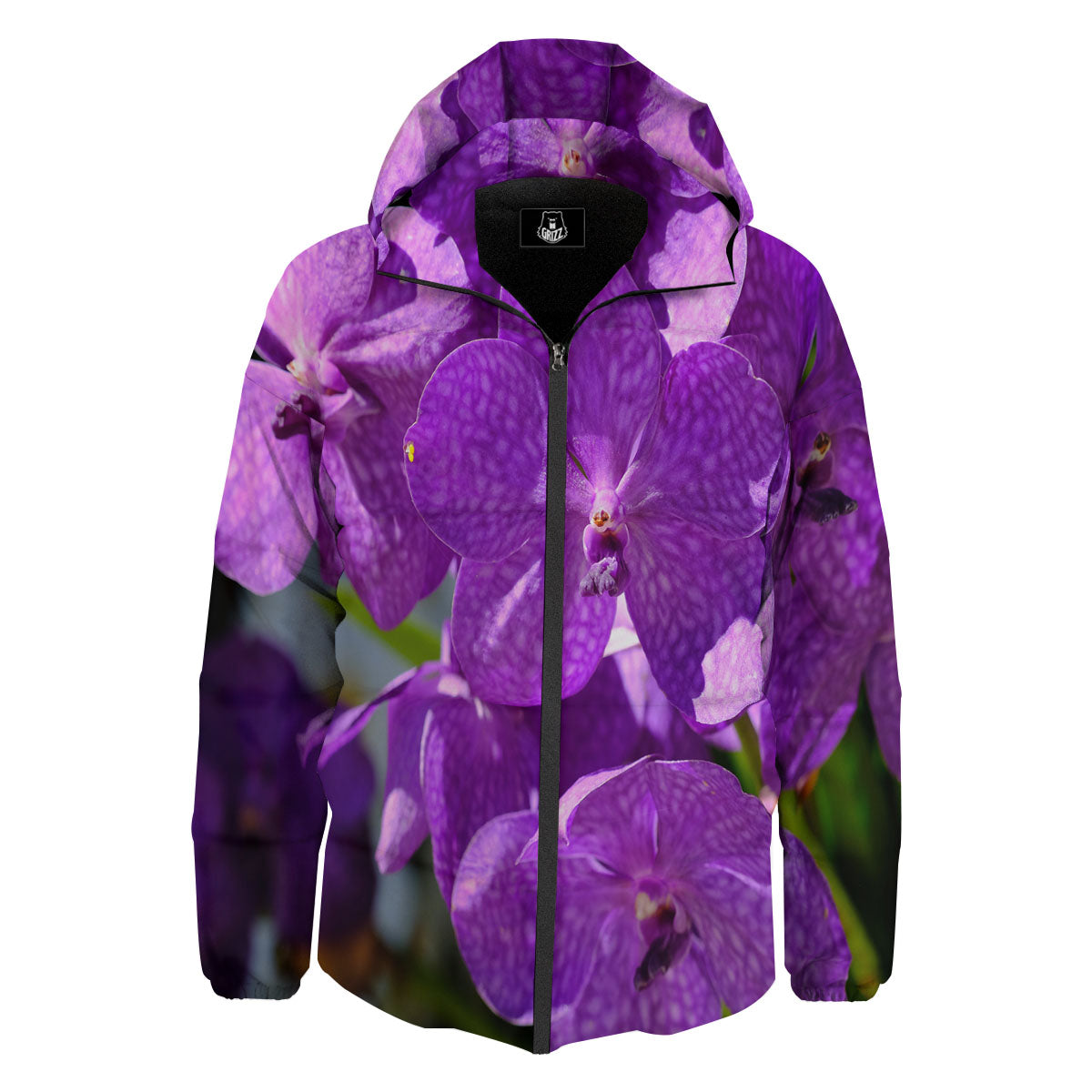Alstroemeria Purple Print Down Jacket-grizzshop