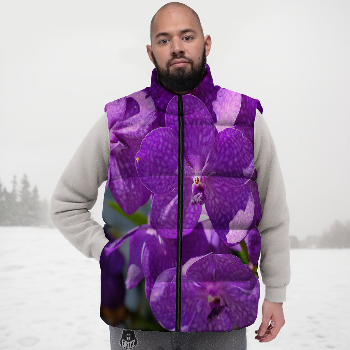 Alstroemeria Purple Print Down Vest