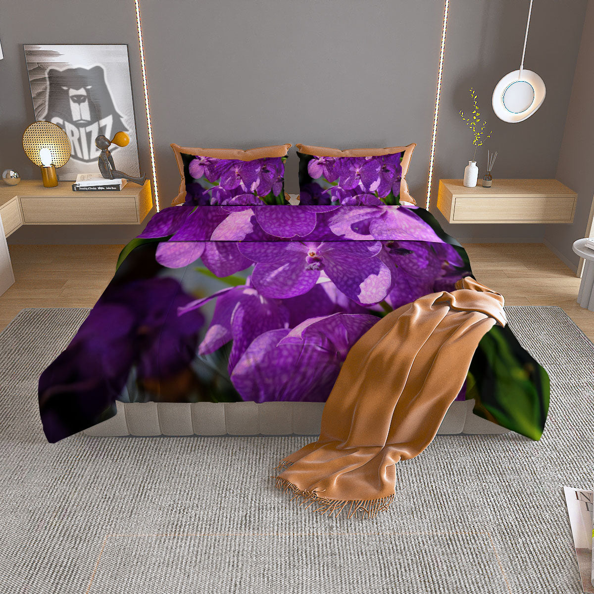Alstroemeria Tropical Print Pattern Duvet Cover Bedding Set
