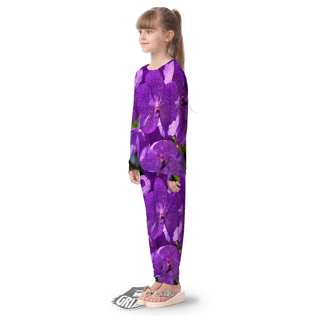 Alstroemeria Purple Print Kid's Pajamas-grizzshop