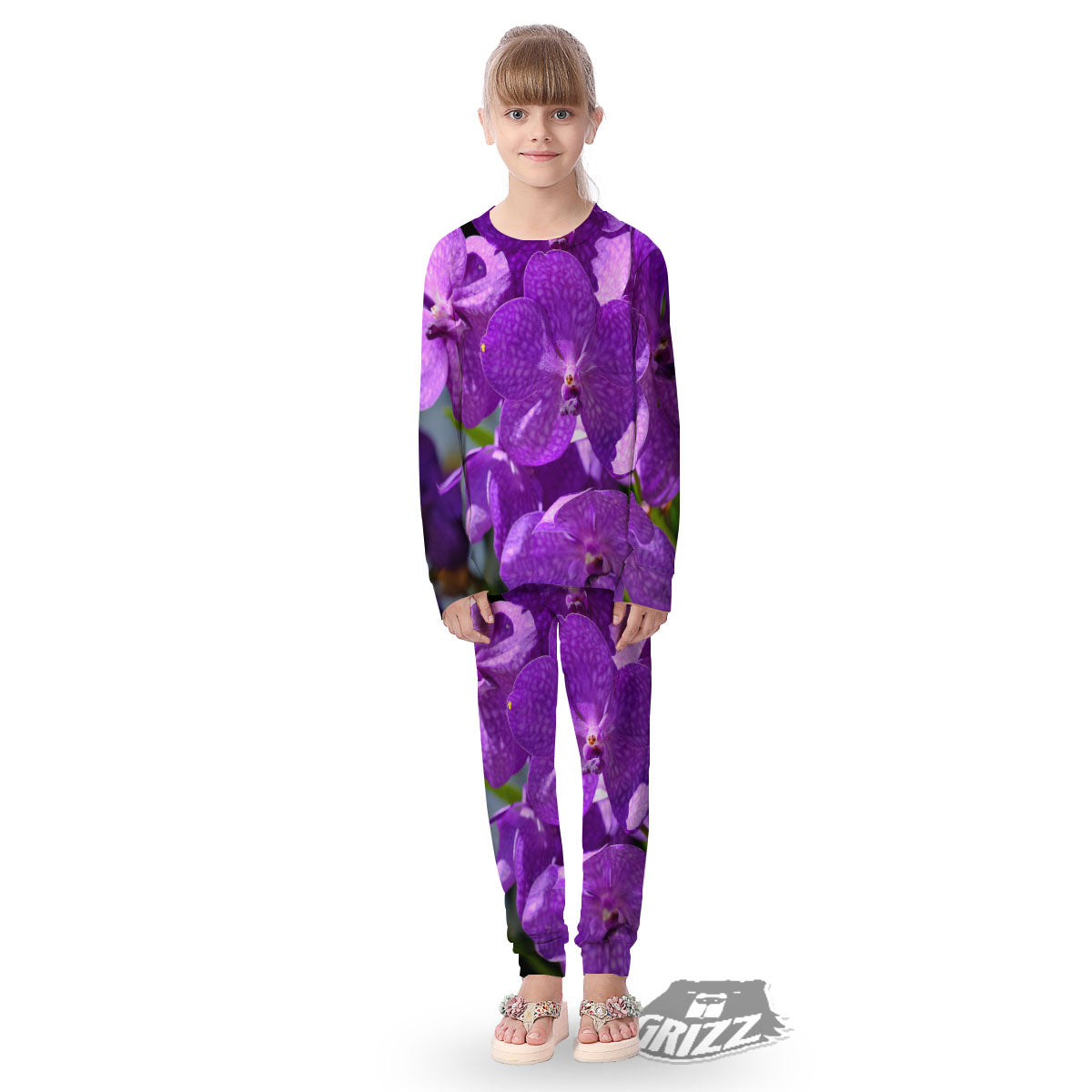 Alstroemeria Purple Print Kid's Pajamas-grizzshop