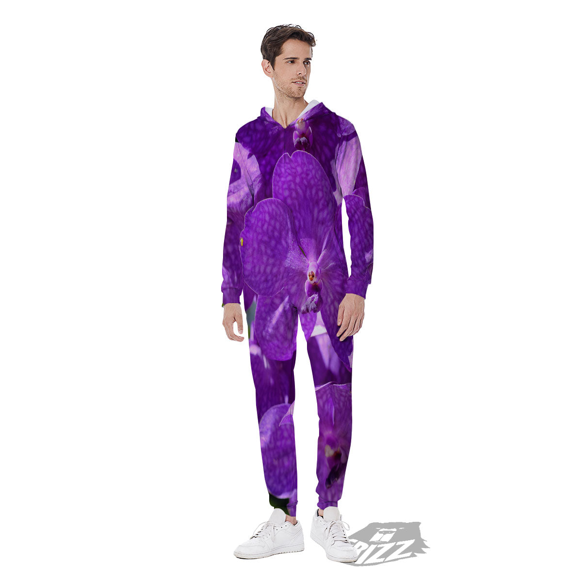 Alstroemeria Purple Print Men's Jumpsuit-grizzshop
