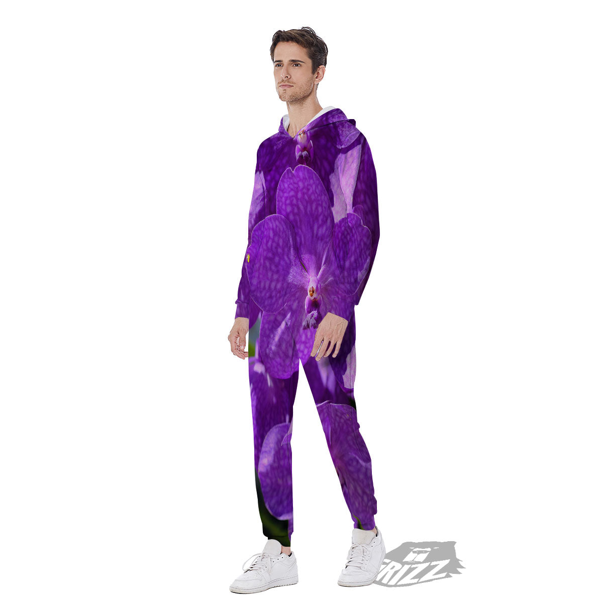 Alstroemeria Purple Print Men's Jumpsuit-grizzshop