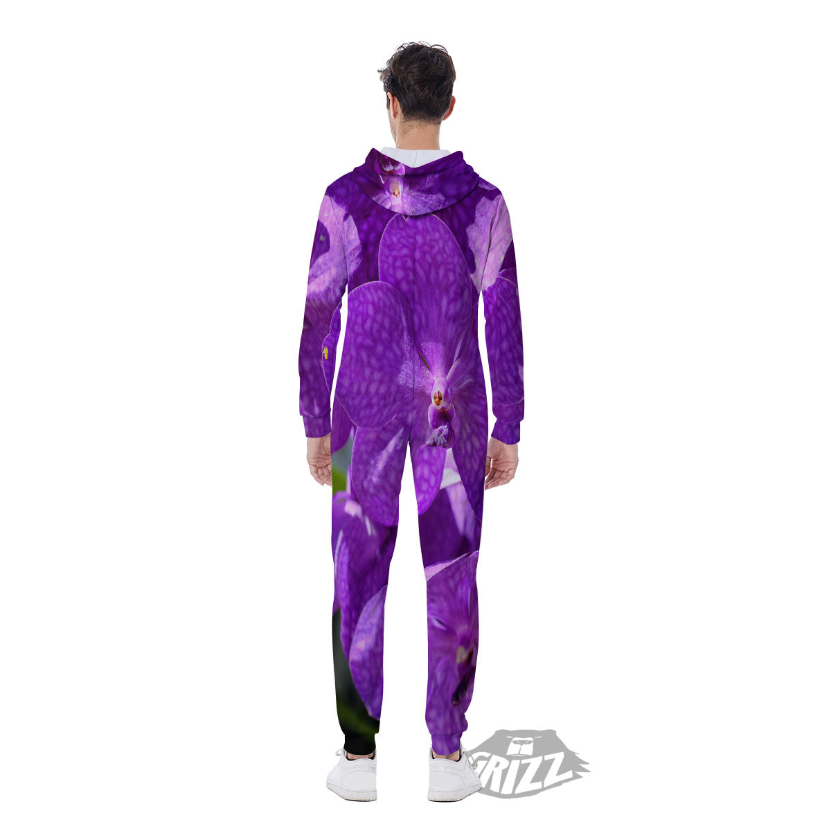 Alstroemeria Purple Print Men's Jumpsuit-grizzshop