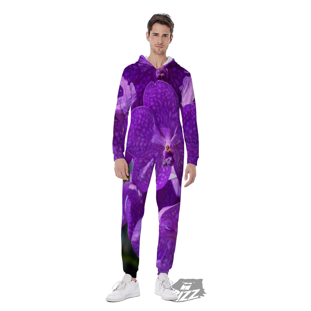Alstroemeria Purple Print Men's Jumpsuit-grizzshop