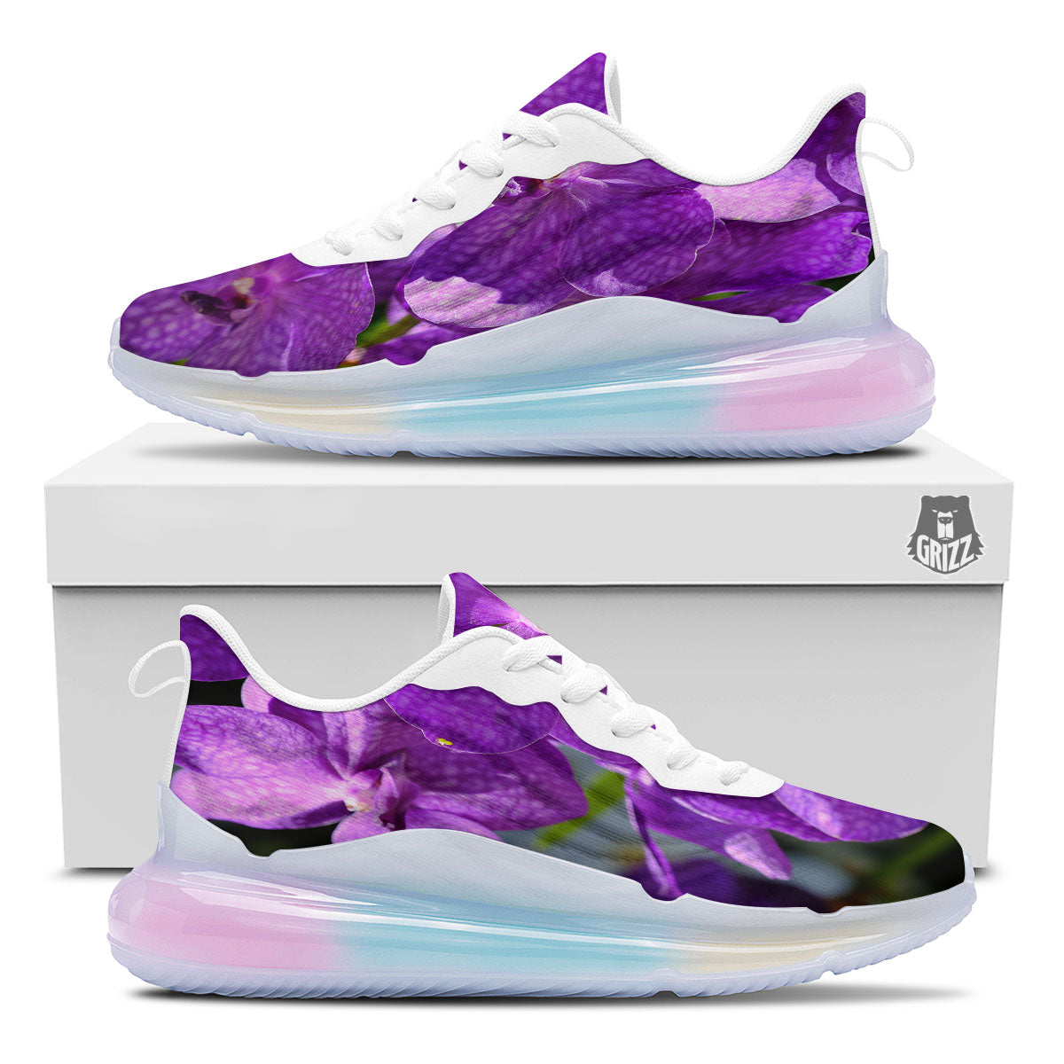 Alstroemeria Purple Print Running Sneakers-grizzshop