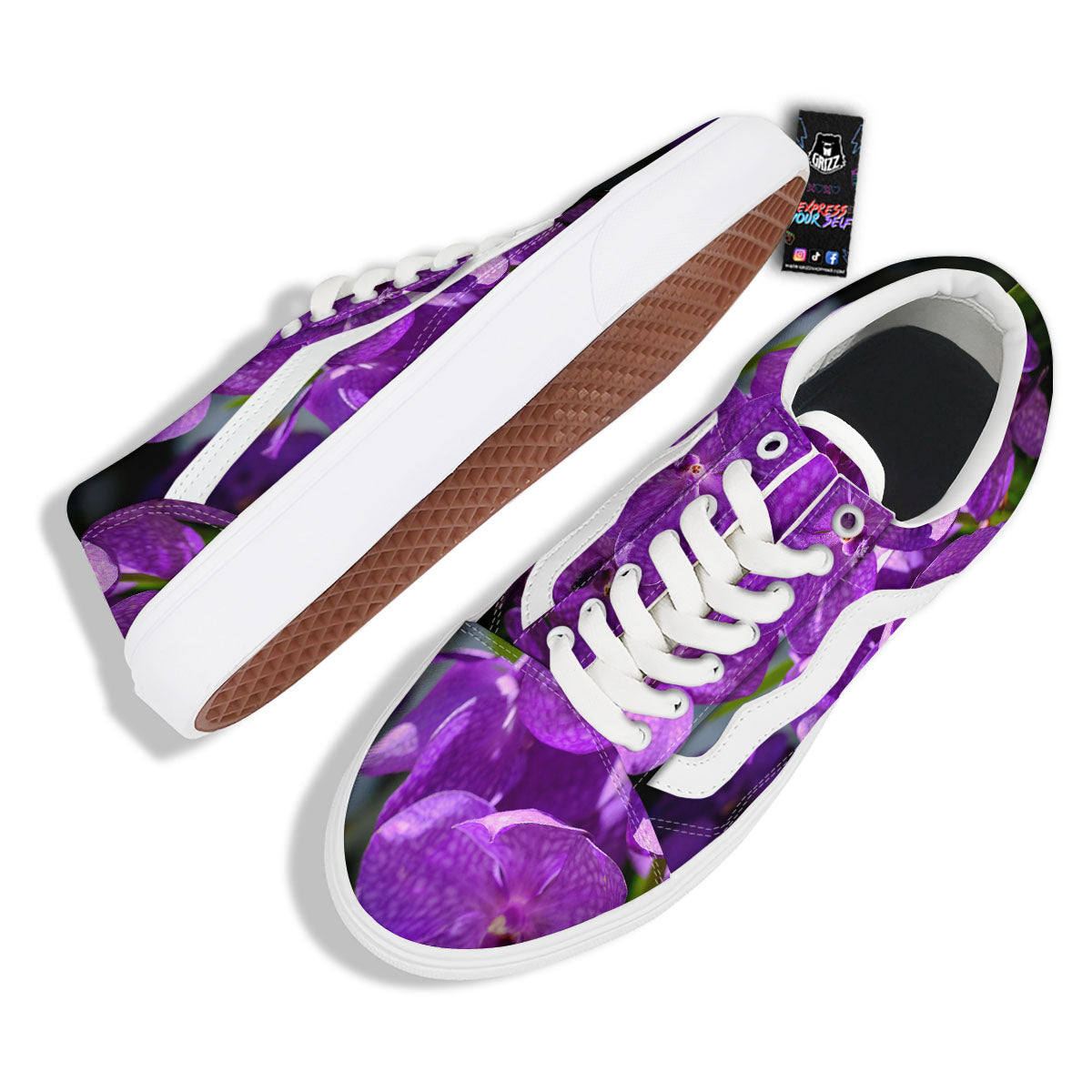 Alstroemeria Purple Print Skate Shoes-grizzshop