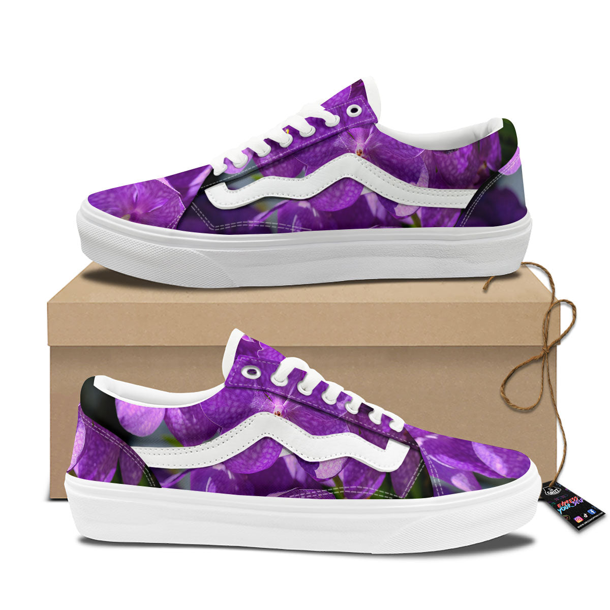 Alstroemeria Purple Print Skate Shoes-grizzshop