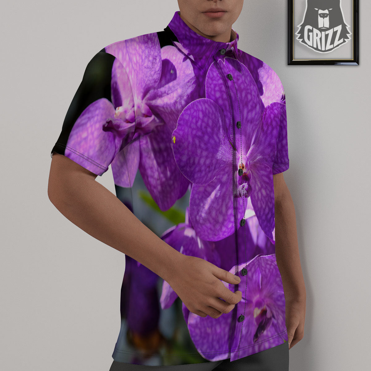 Alstroemeria Purple Print Untucked Shirts-grizzshop