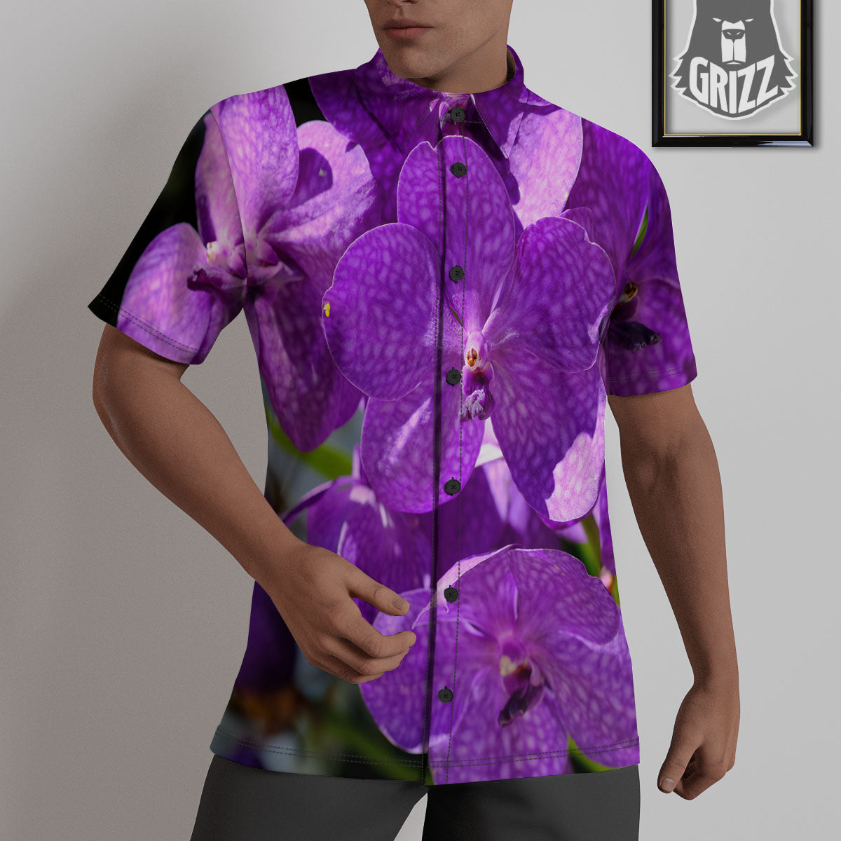 Alstroemeria Purple Print Untucked Shirts-grizzshop