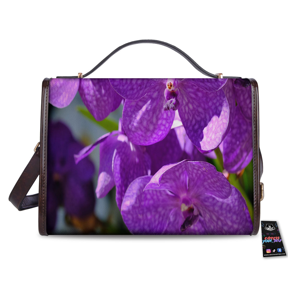 Alstroemeria Purple Print Women's Satchel Bag-grizzshop
