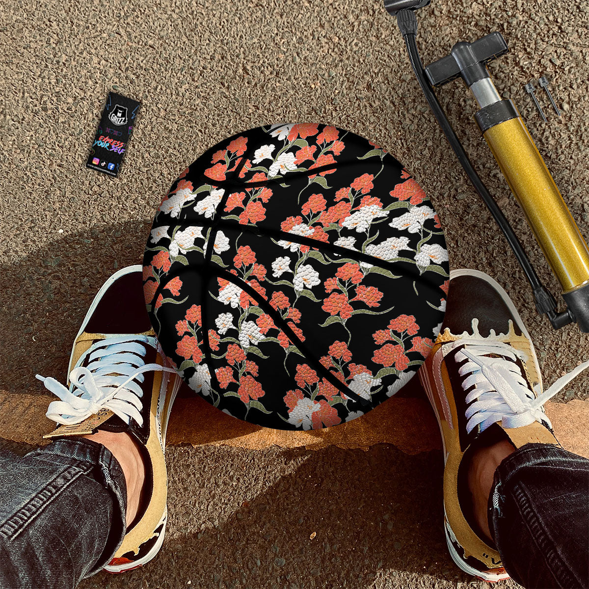 Alstroemeria Red Print Pattern Basketball-grizzshop