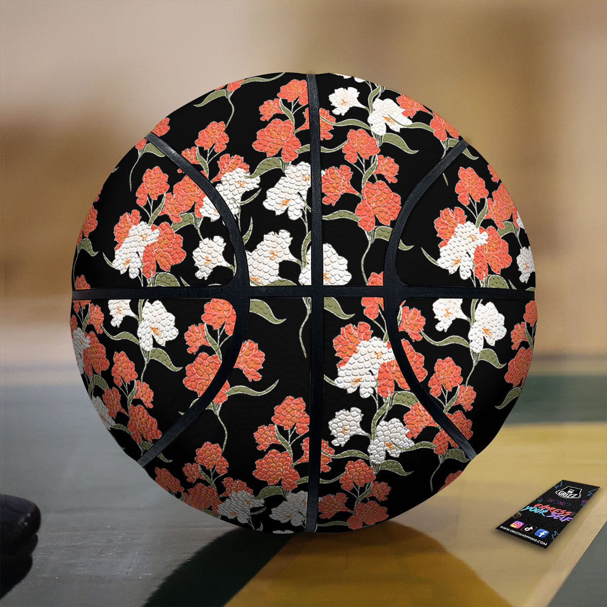 Alstroemeria Red Print Pattern Basketball-grizzshop