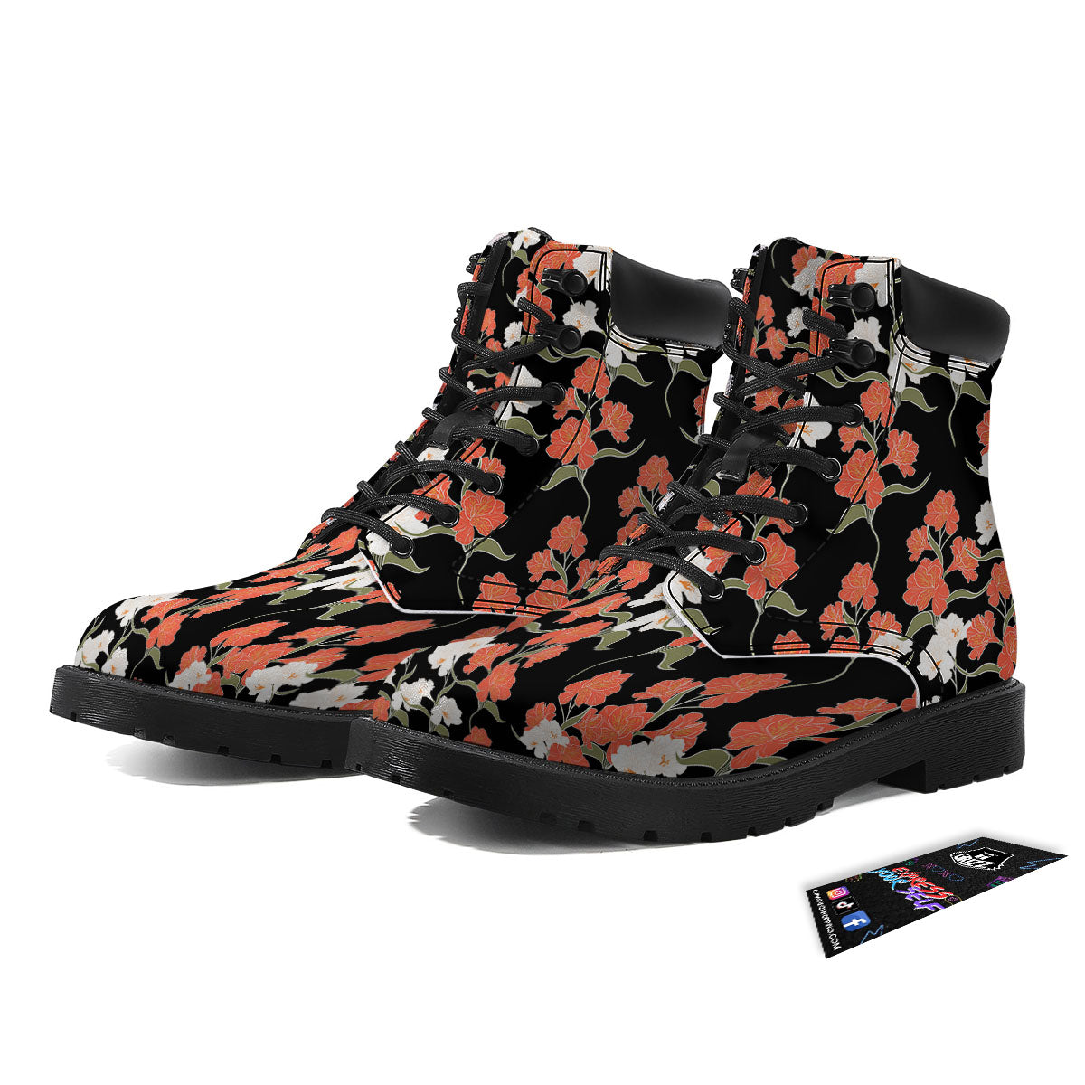 Alstroemeria Red Print Pattern Boots-grizzshop