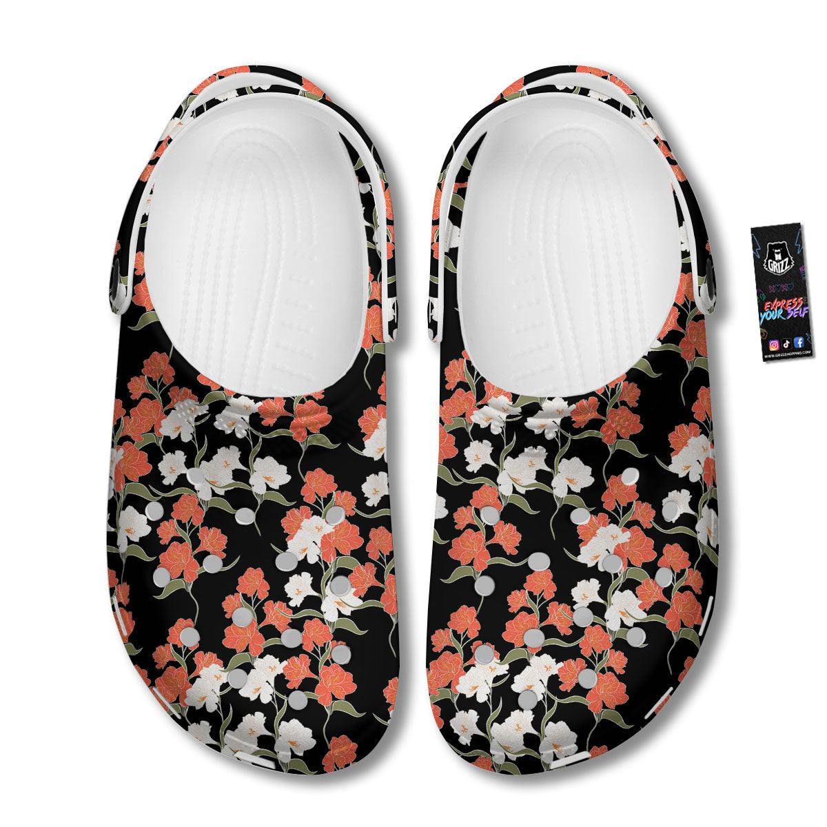 Alstroemeria Red Print Pattern Clog-grizzshop