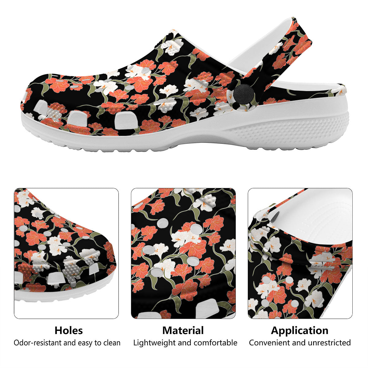 Alstroemeria Red Print Pattern Clog-grizzshop
