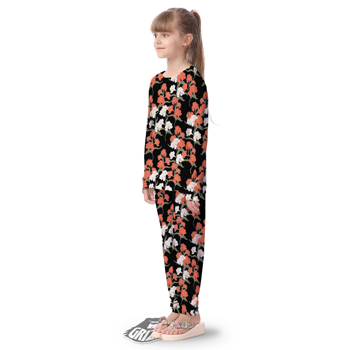 Alstroemeria Red Print Pattern Kid's Pajamas-grizzshop