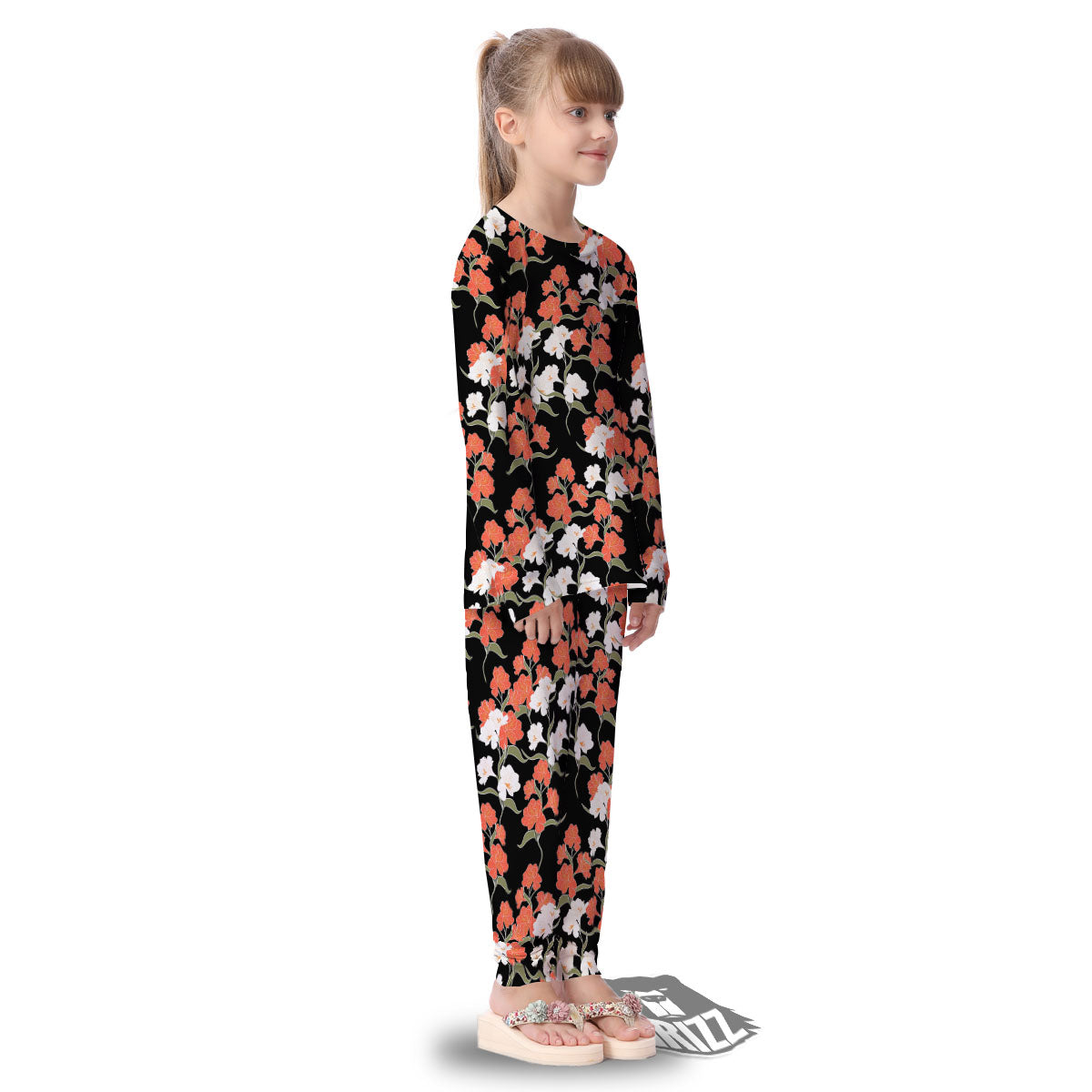 Alstroemeria Red Print Pattern Kid's Pajamas-grizzshop