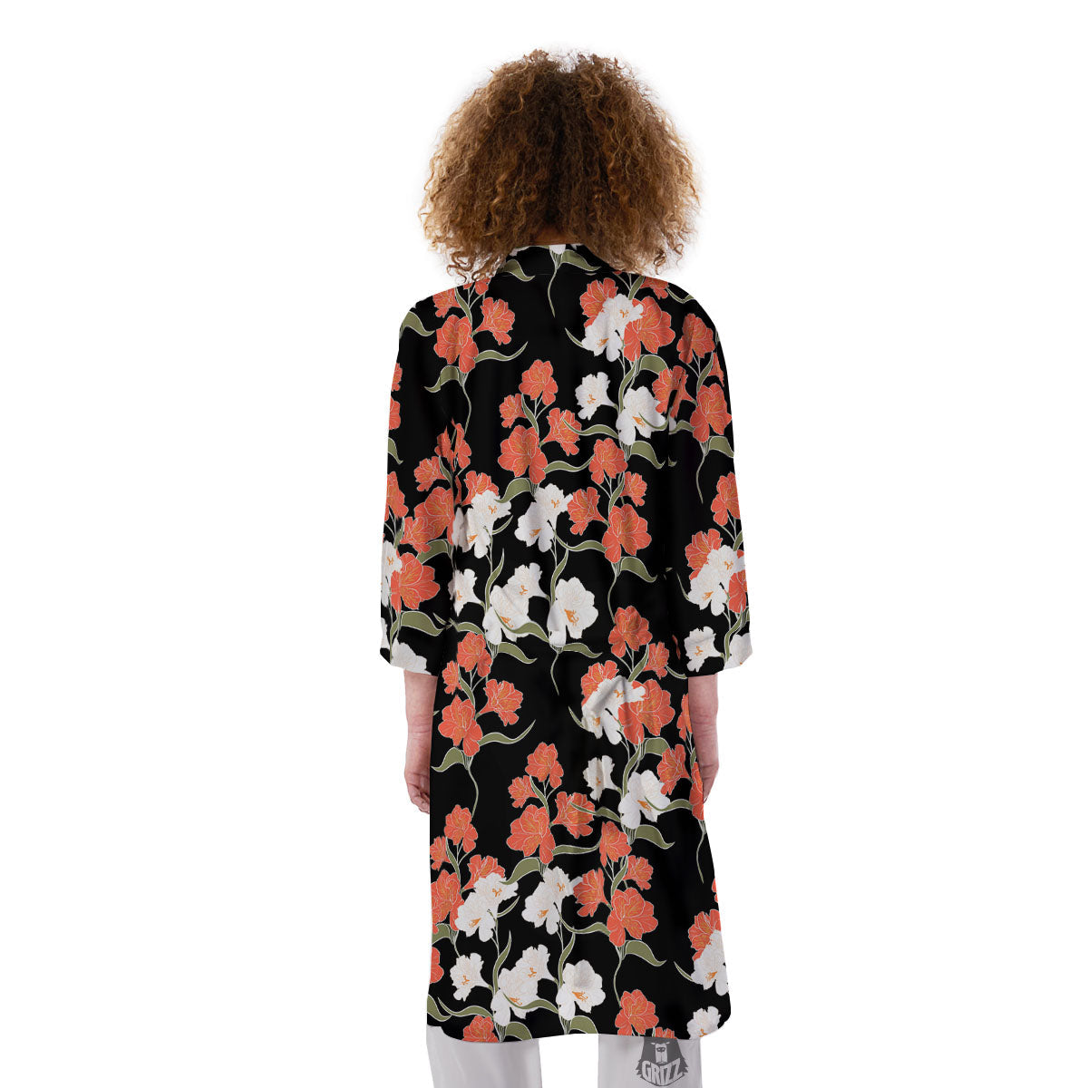 Alstroemeria Red Print Pattern Kimono-grizzshop