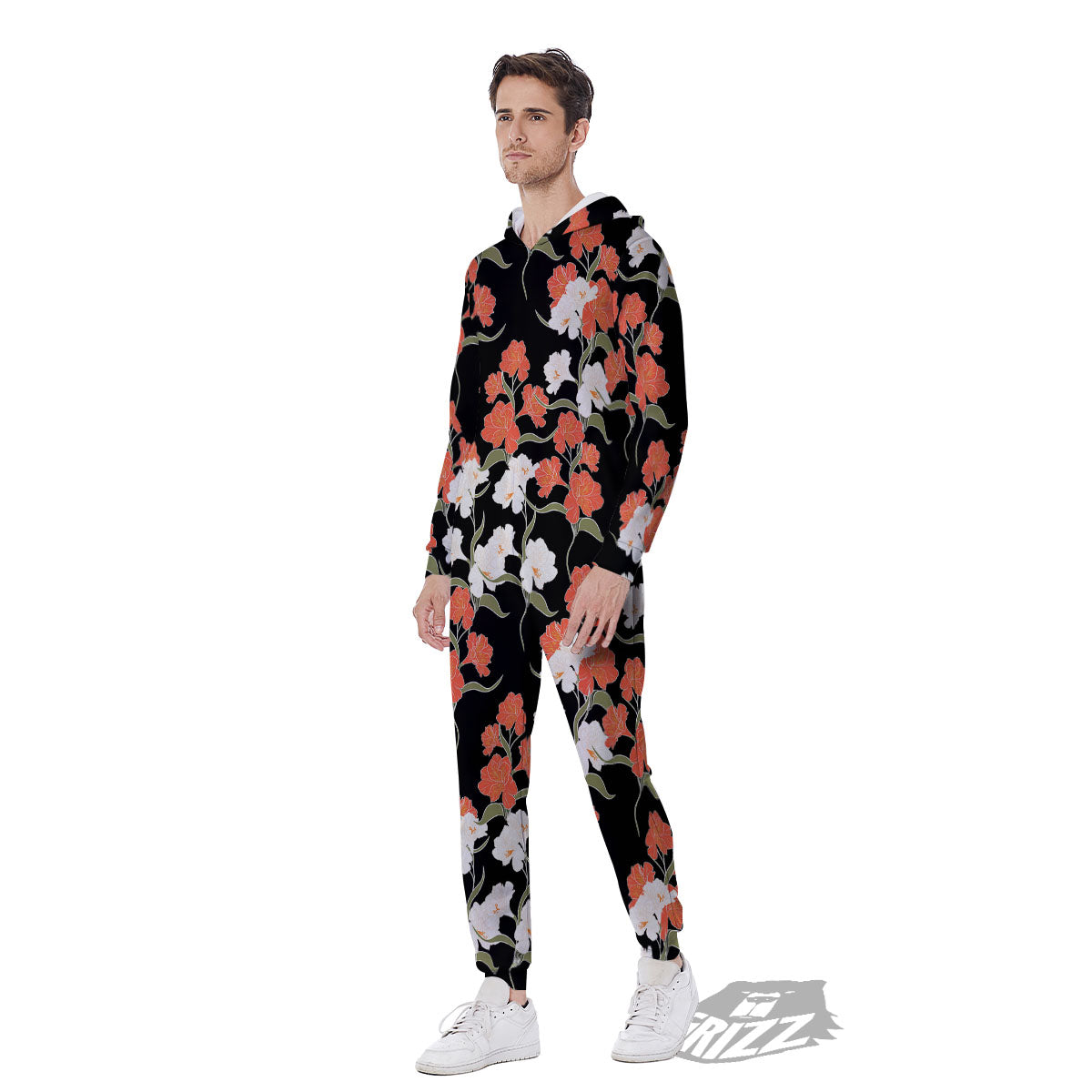 Alstroemeria Red Print Pattern Men's Jumpsuit-grizzshop
