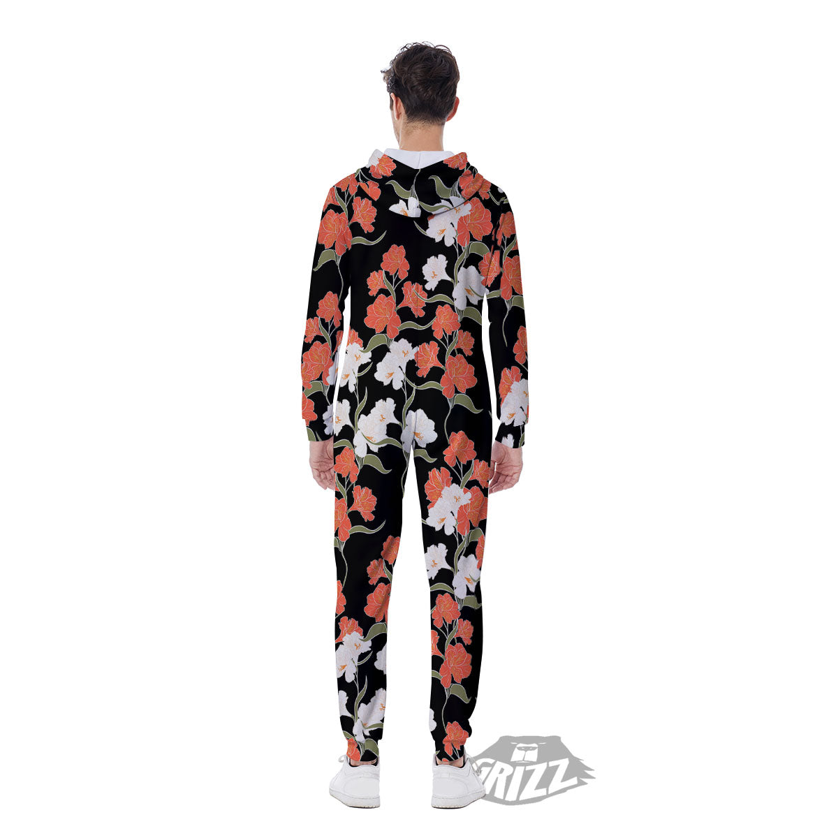 Alstroemeria Red Print Pattern Men's Jumpsuit-grizzshop