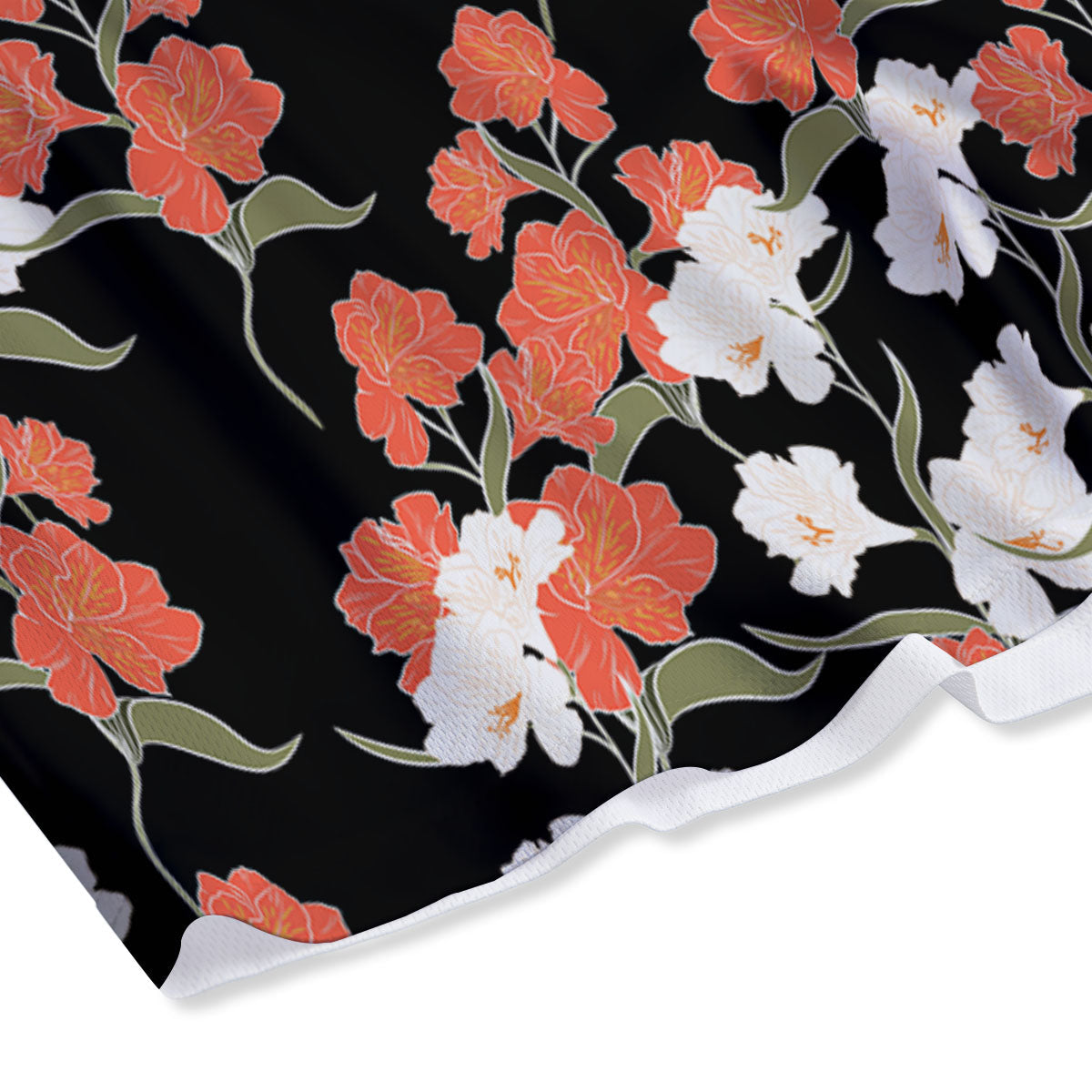 Alstroemeria Red Print Pattern Mesh Shorts