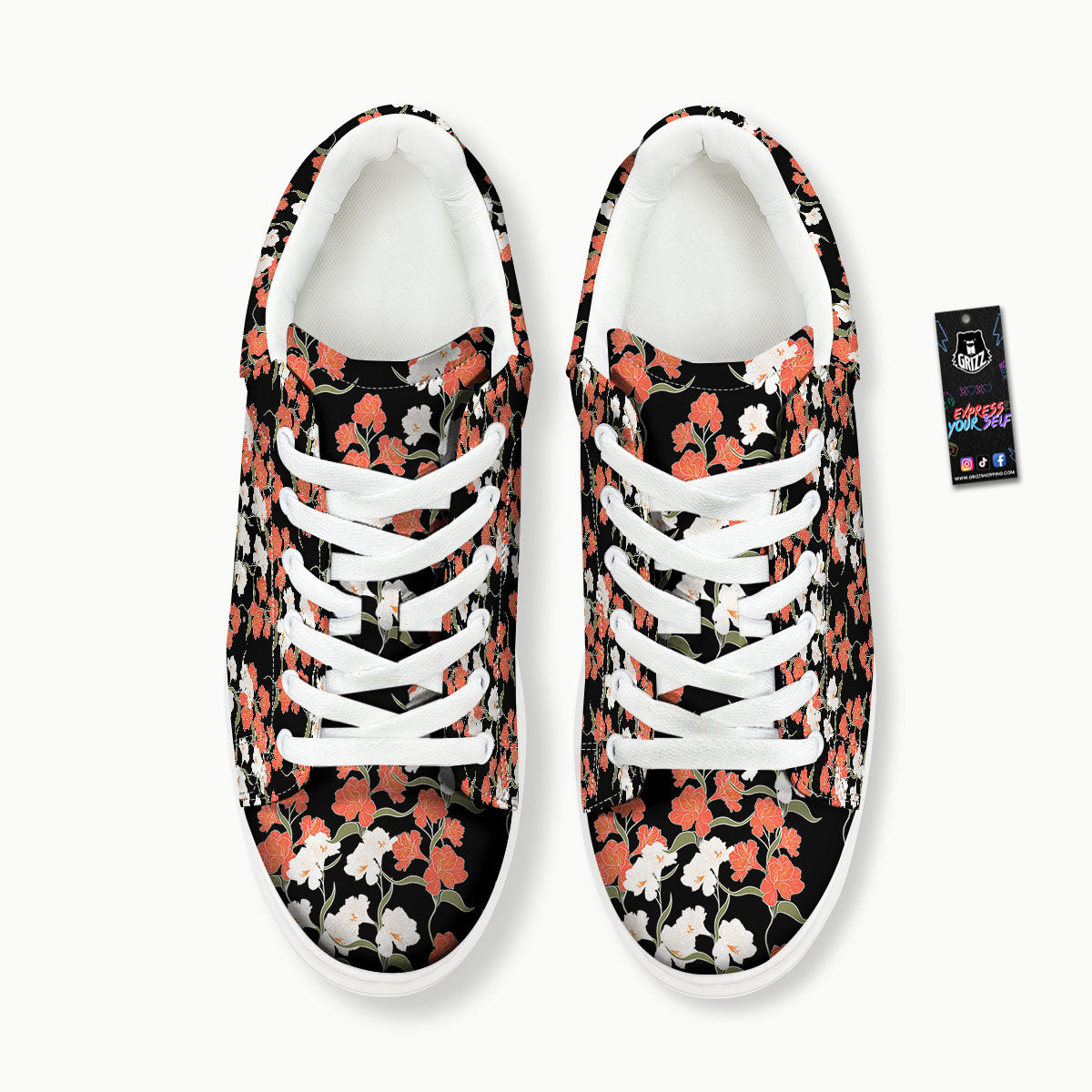 Alstroemeria Red Print Pattern Platform Shoes-grizzshop