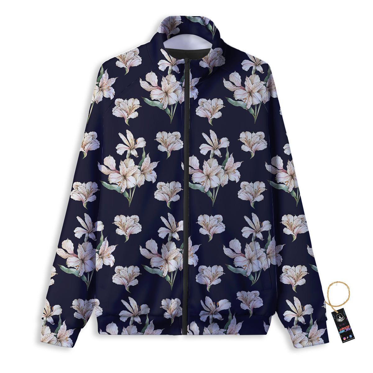 Alstroemeria Red Print Pattern Track Jacket-grizzshop