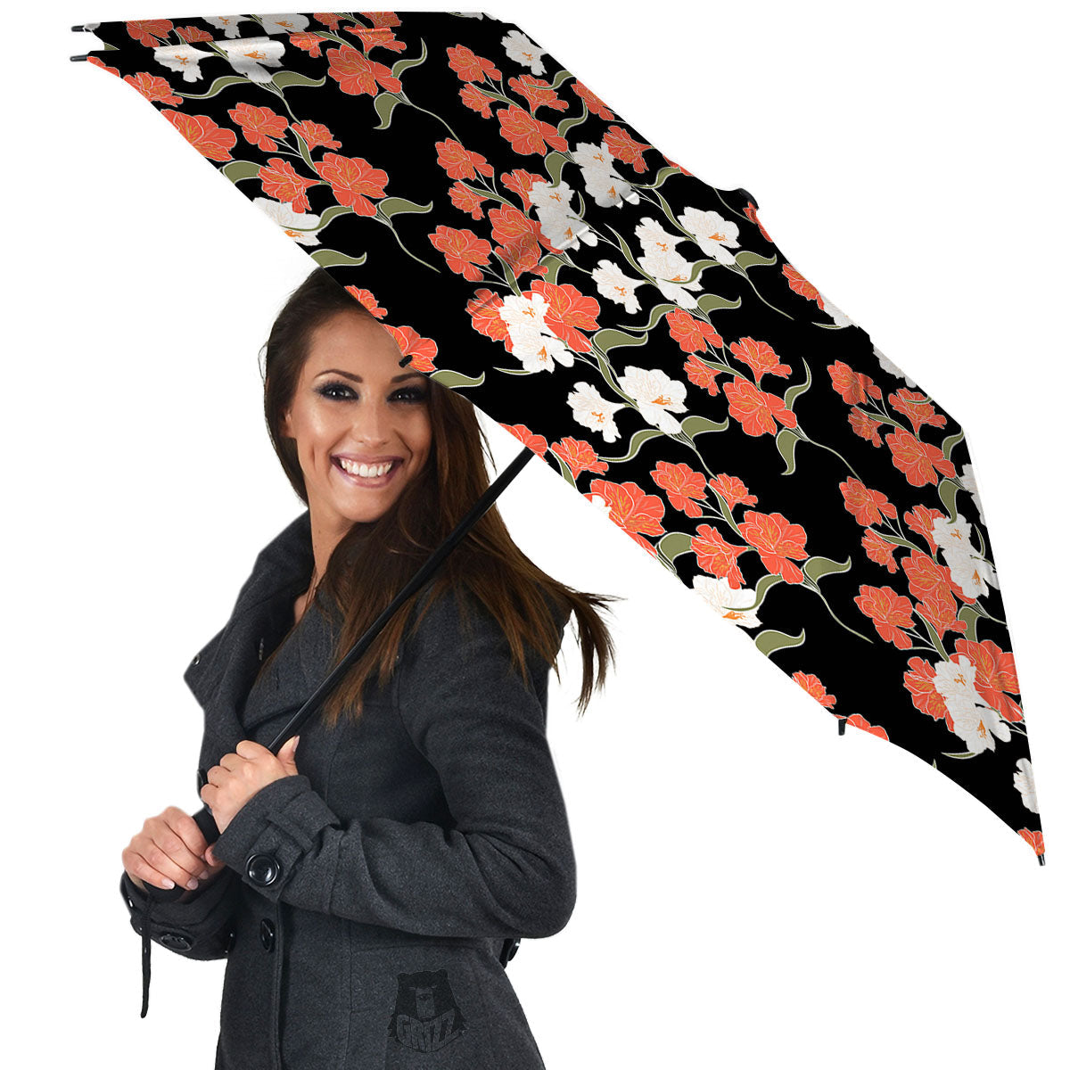 Alstroemeria Red Print Pattern Umbrella-grizzshop