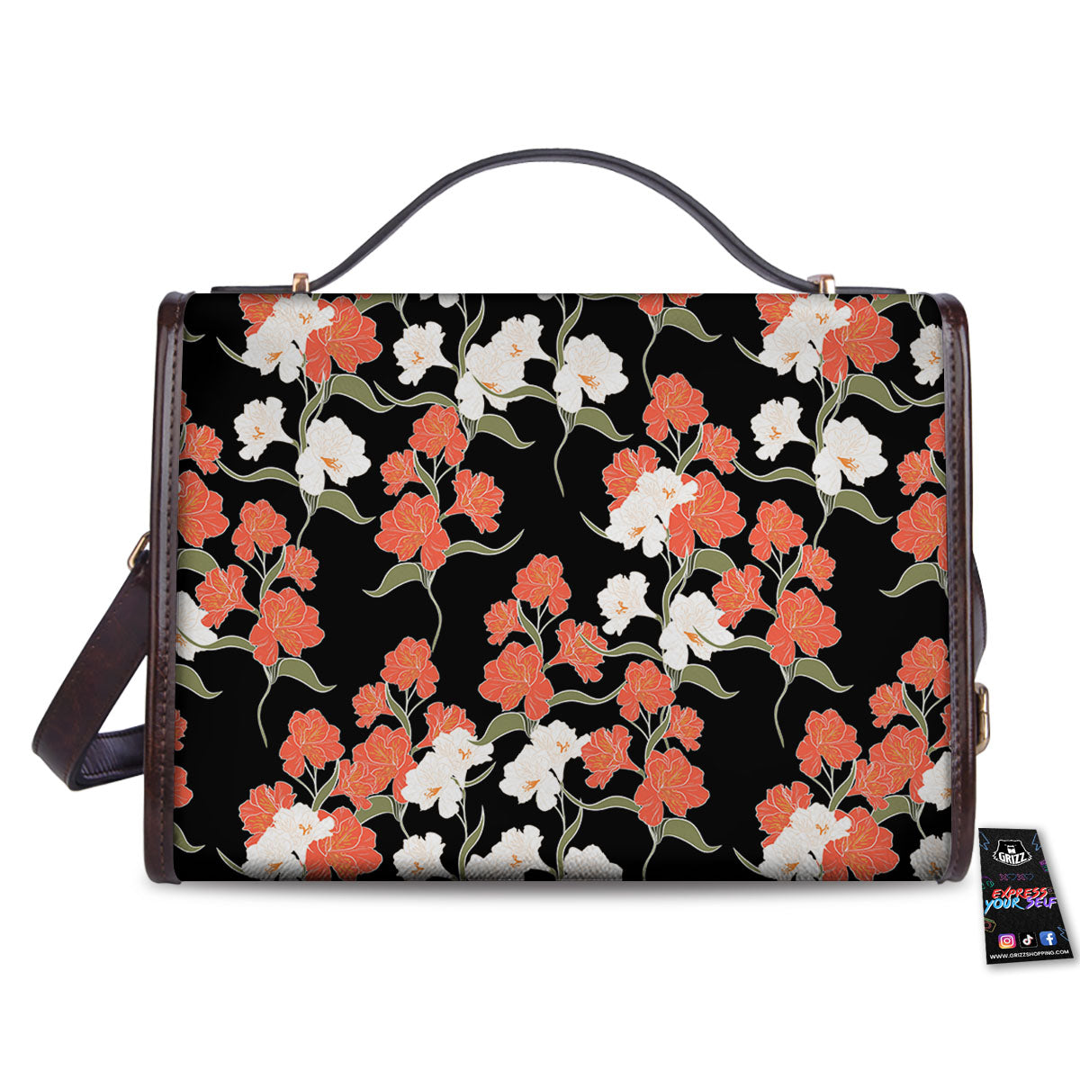 Alstroemeria Red Print Pattern Women's Satchel Bag-grizzshop