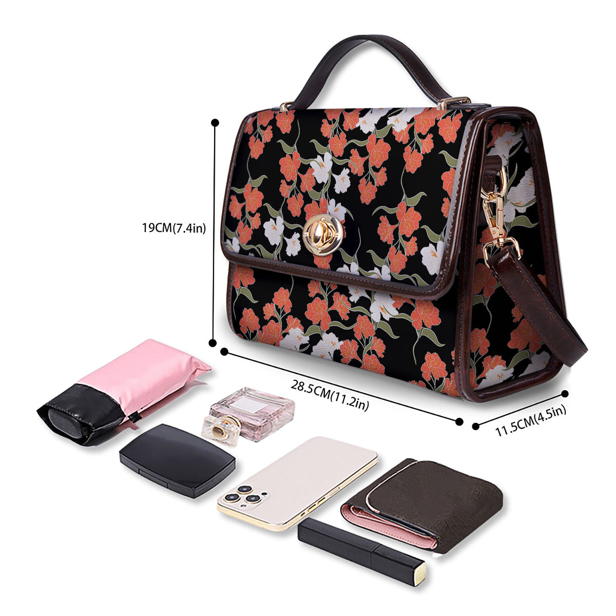 Alstroemeria Red Print Pattern Women's Satchel Bag-grizzshop