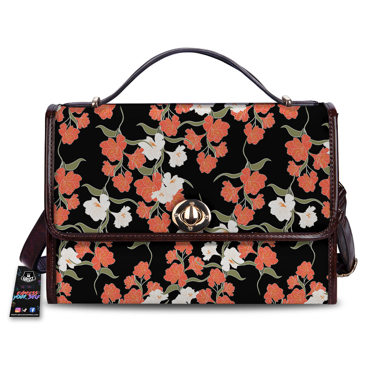 Alstroemeria Red Print Pattern Women's Satchel Bag-grizzshop