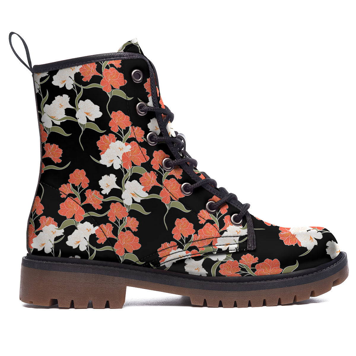 Alstroemeria Red Print Pattern Work Boots-grizzshop