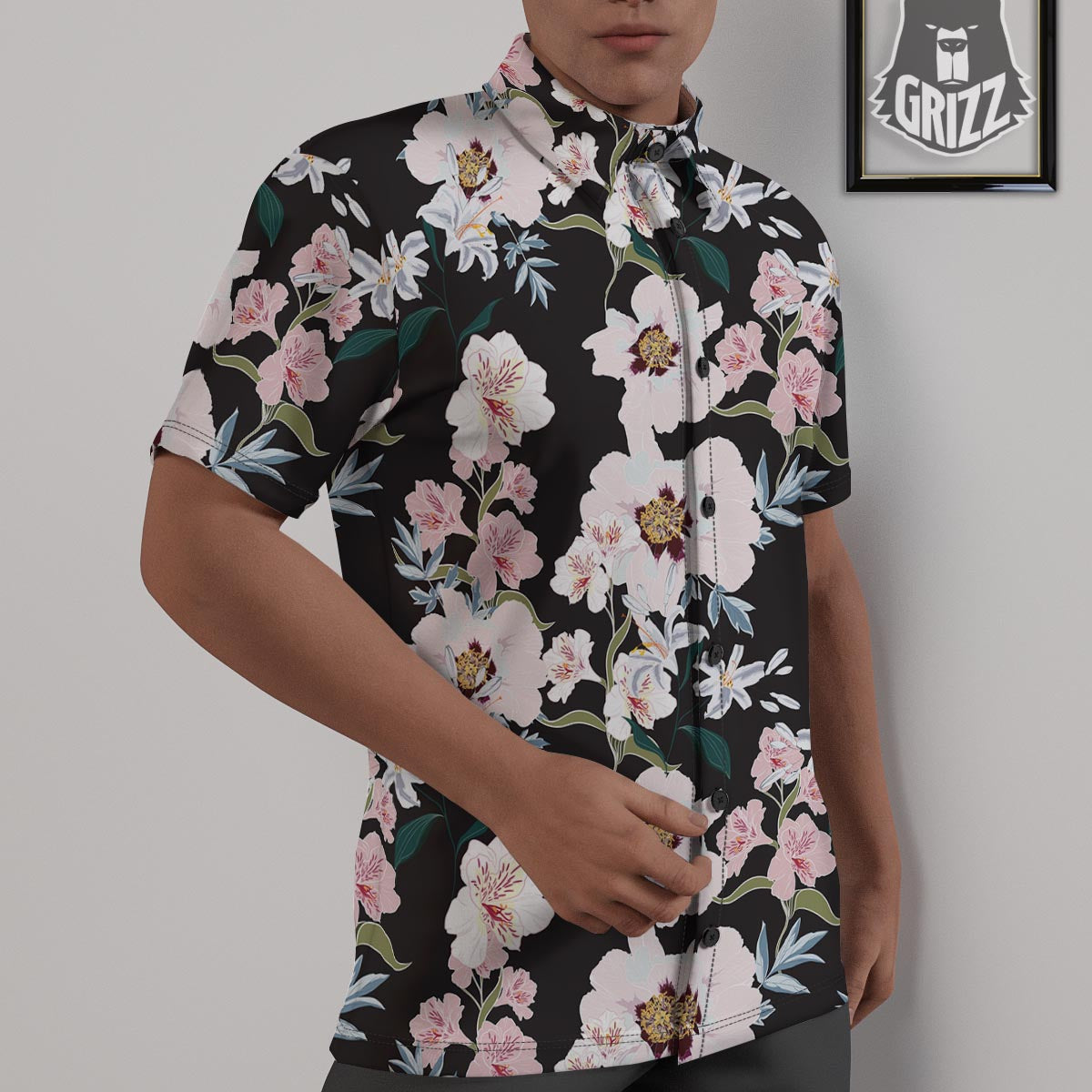 Alstroemeria Tropical Print Pattern Untucked Shirts-grizzshop