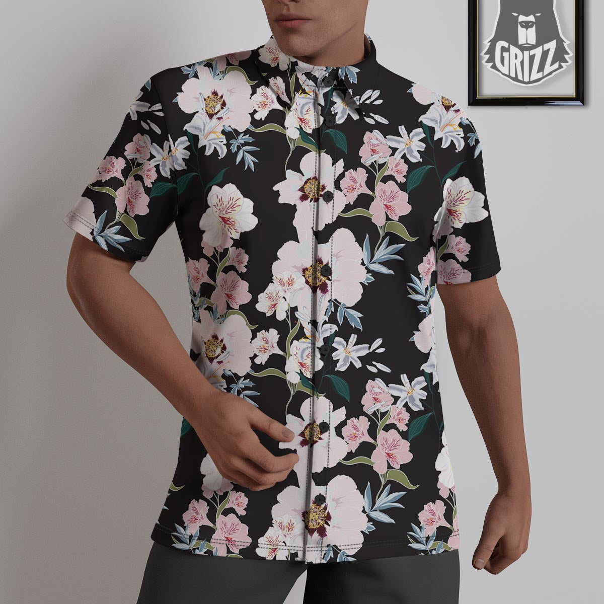Alstroemeria Tropical Print Pattern Untucked Shirts-grizzshop