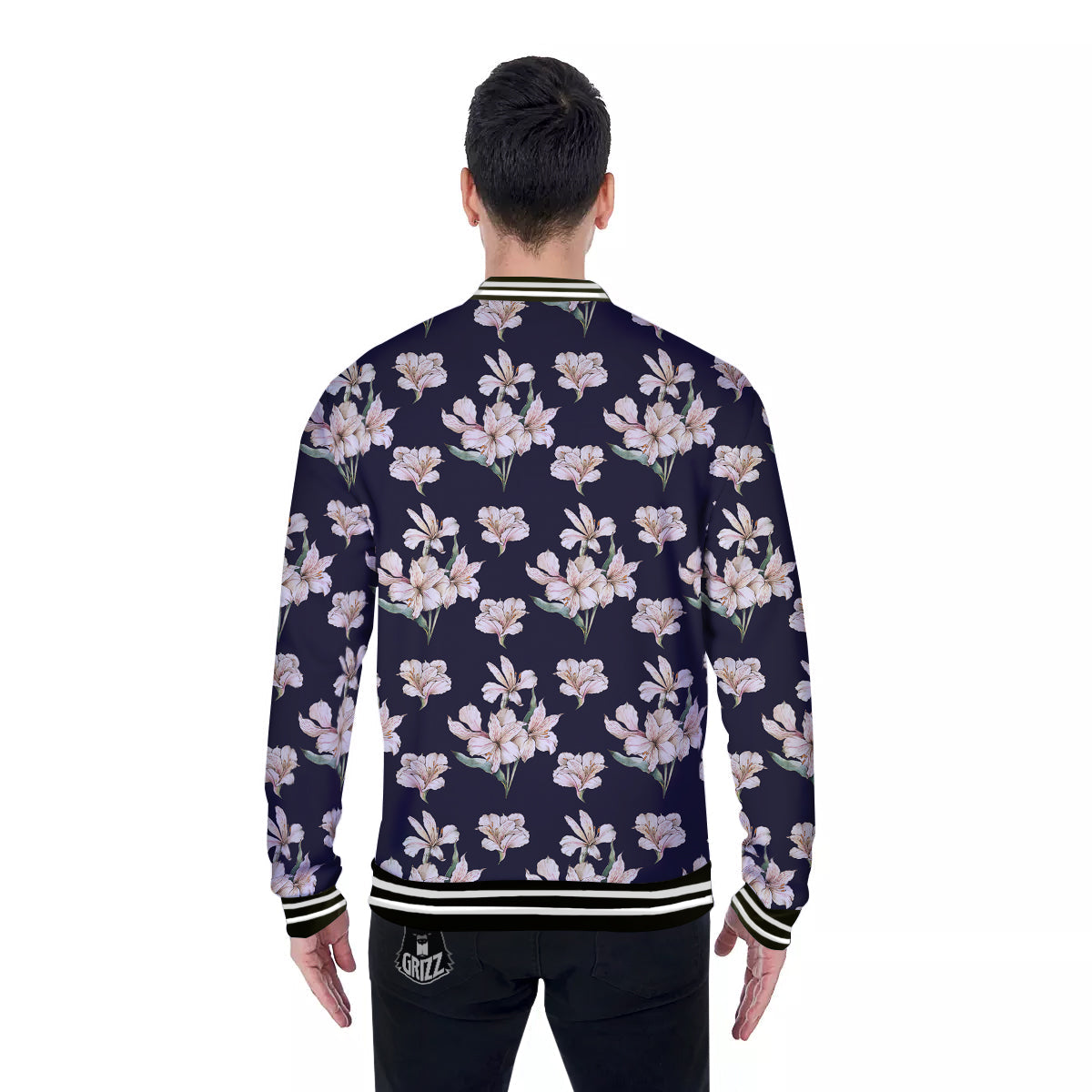 Alstroemeria Watercolor Print Pattern Baseball Jacket-grizzshop