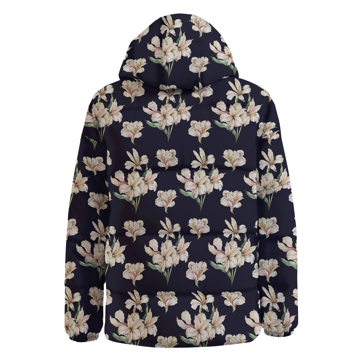 Alstroemeria Watercolor Print Pattern Down Jacket-grizzshop