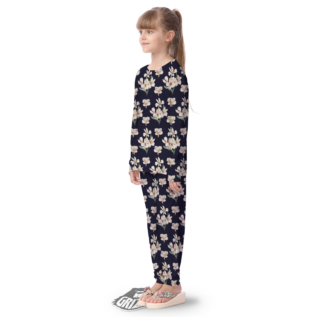 Alstroemeria Watercolor Print Pattern Kid's Pajamas-grizzshop