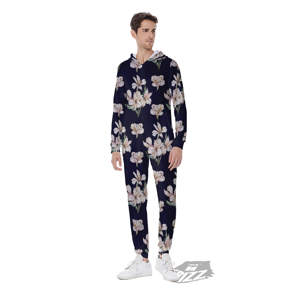 Alstroemeria Watercolor Print Pattern Men's Jumpsuit-grizzshop
