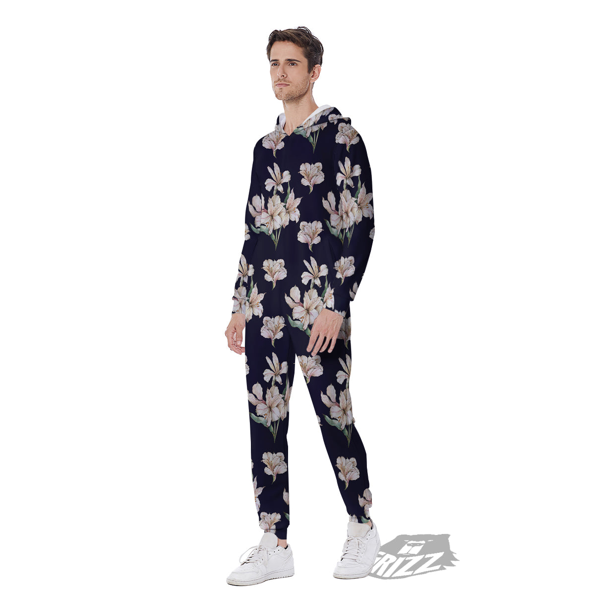 Alstroemeria Watercolor Print Pattern Men's Jumpsuit-grizzshop