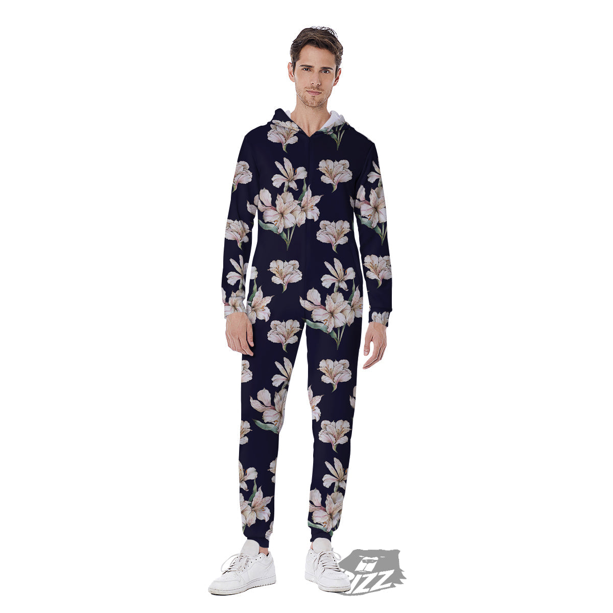 Alstroemeria Watercolor Print Pattern Men's Jumpsuit-grizzshop