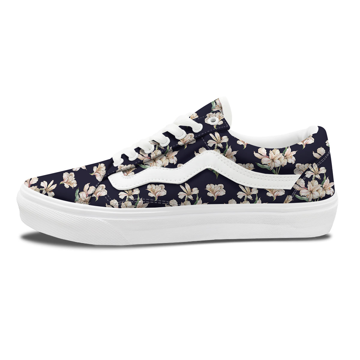 Alstroemeria Watercolor Print Pattern Skate Shoes-grizzshop